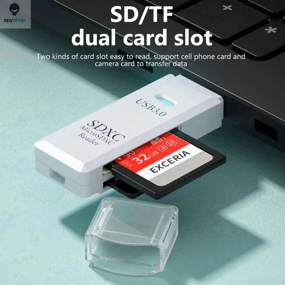 USB 3.0 Card Reader for Micro TF and SD Cards-USB3.0 White