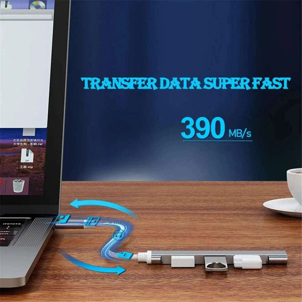 USB 3.0 Hub with 4 High-Speed Ports for Laptop and Desktop-USB Gray
