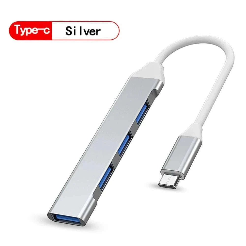 USB 3.0 Hub with 4 High-Speed Ports for Laptop and Desktop-USB Gray
