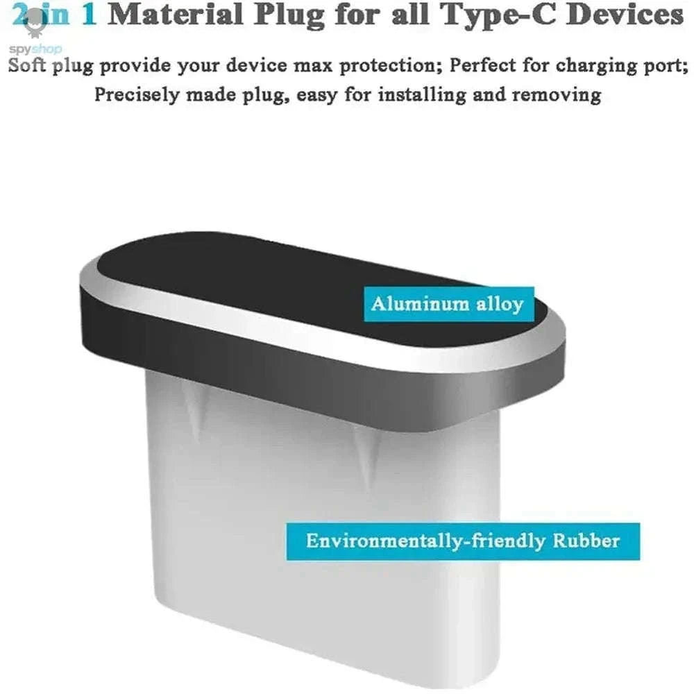 USB‑C Dust Plug Set – Metal Port Covers with Cleaning Brush for Universal Protection-5PCS Sliver