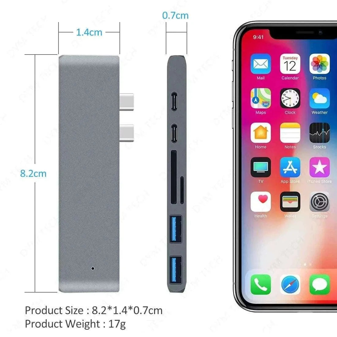 USB-C Hub to HDMI 4K Adapter with PD and Card Reader-2T 7 in 1 Gray