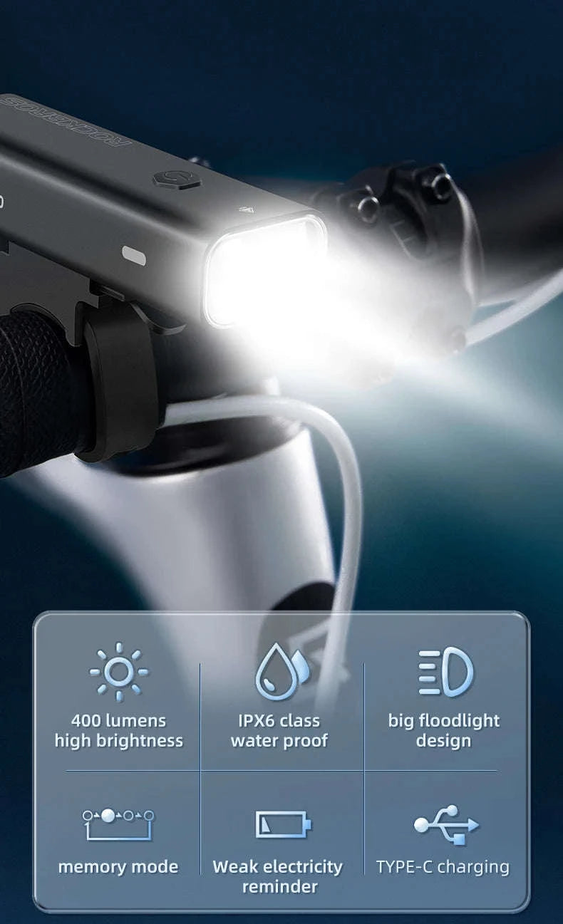 USB-C Rechargeable Bike Light 400–800LM Waterproof Front Headlight-RHL800