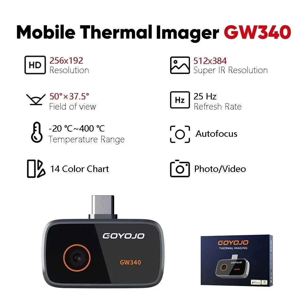 USB-C Thermal Camera 512x384 for iPhone 15+ & Android-GW340 / United States