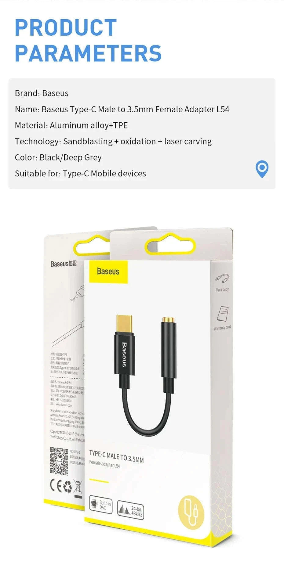 USB-C to 3.5mm Earphone Jack Adapter-Black