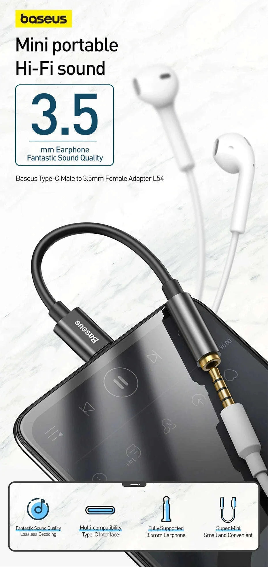 USB-C to 3.5mm Earphone Jack Adapter-Black