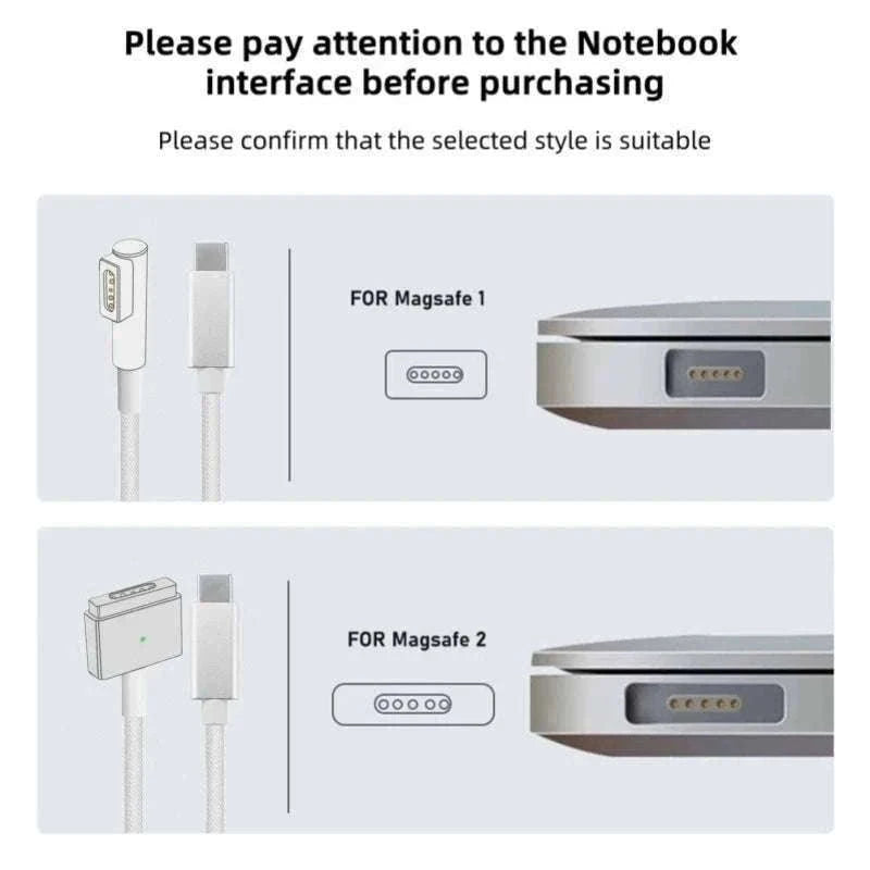 USB-C to MagSafe Cable for MacBook Air/Pro 45W 60W 85W-Mag1 L-Braided Cable / 1.8m