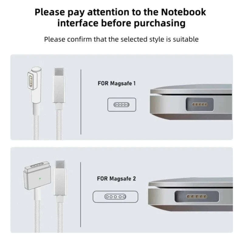 USB-C to MagSafe Cable for MacBook Air/Pro 45W 60W 85W-Mag1 L-Braided Cable / 1.8m