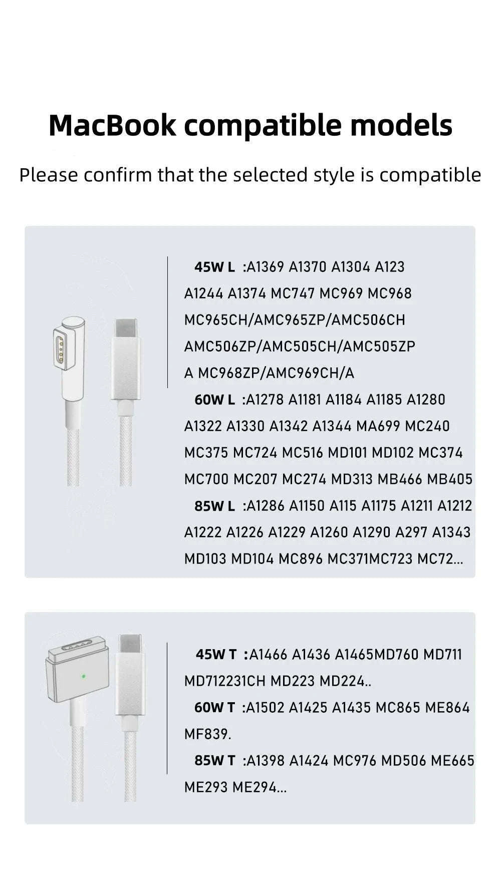 USB-C to MagSafe Cable for MacBook Air/Pro 45W 60W 85W-Mag1 L-Braided Cable / 1.8m