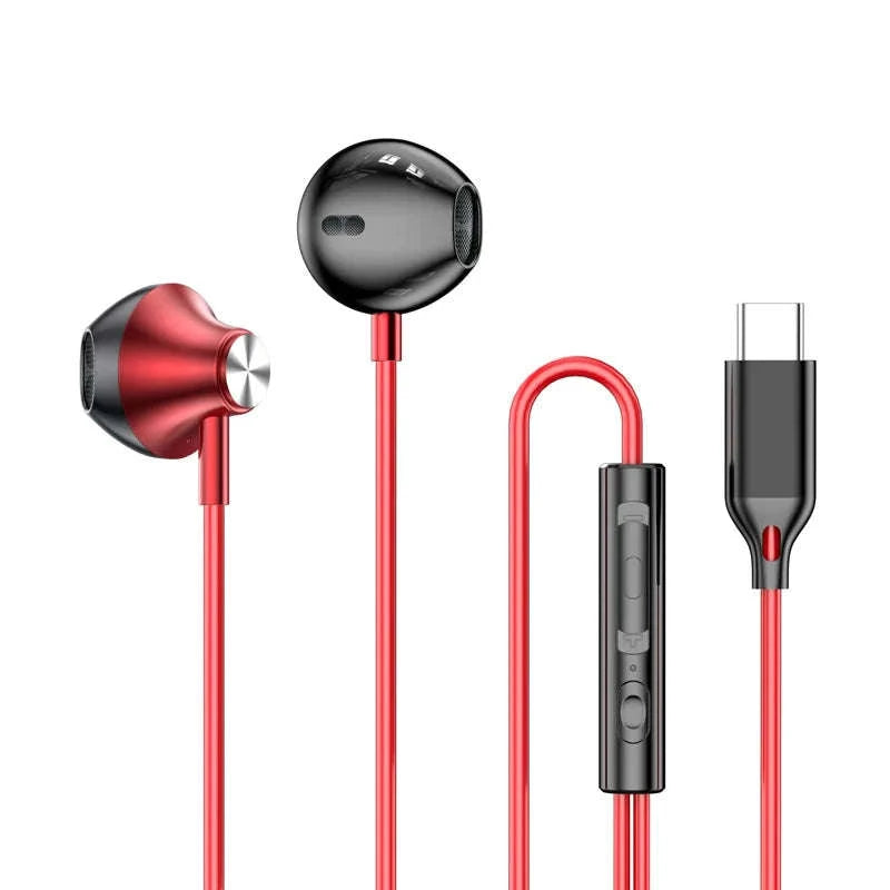 USB-C Wired Earphones for Samsung & Android-Black 3.5mm