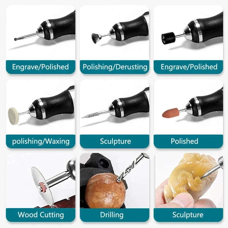 USB Cordless Rotary Tool Kit for Precision DIY and Crafting-30pcs
