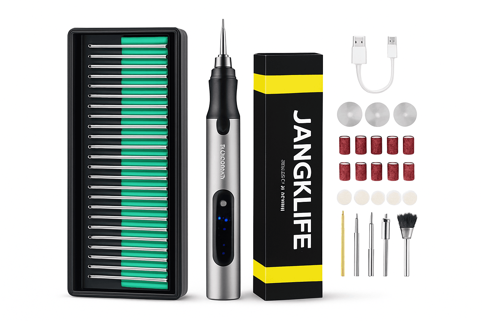 USB Cordless Rotary Tool Kit for Precision DIY and Crafting-30pcs