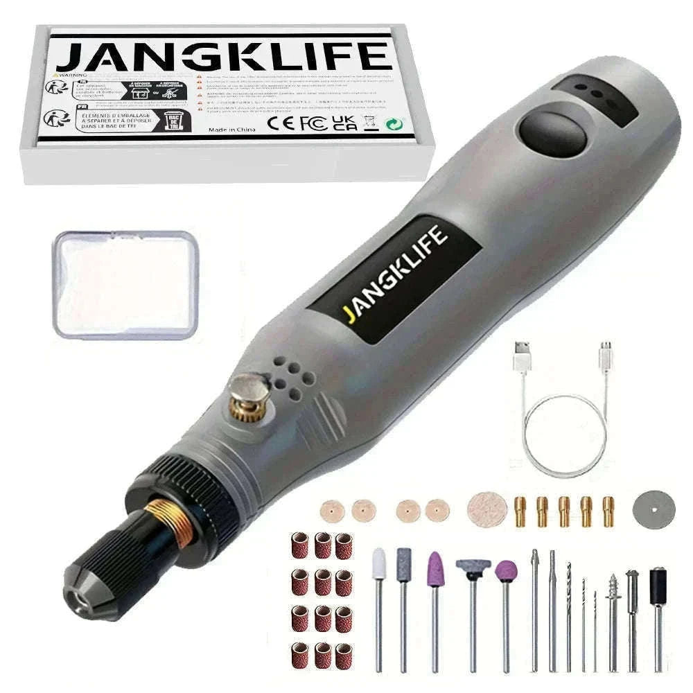 USB Cordless Rotary Tool Kit with 37 Accessories-Grey