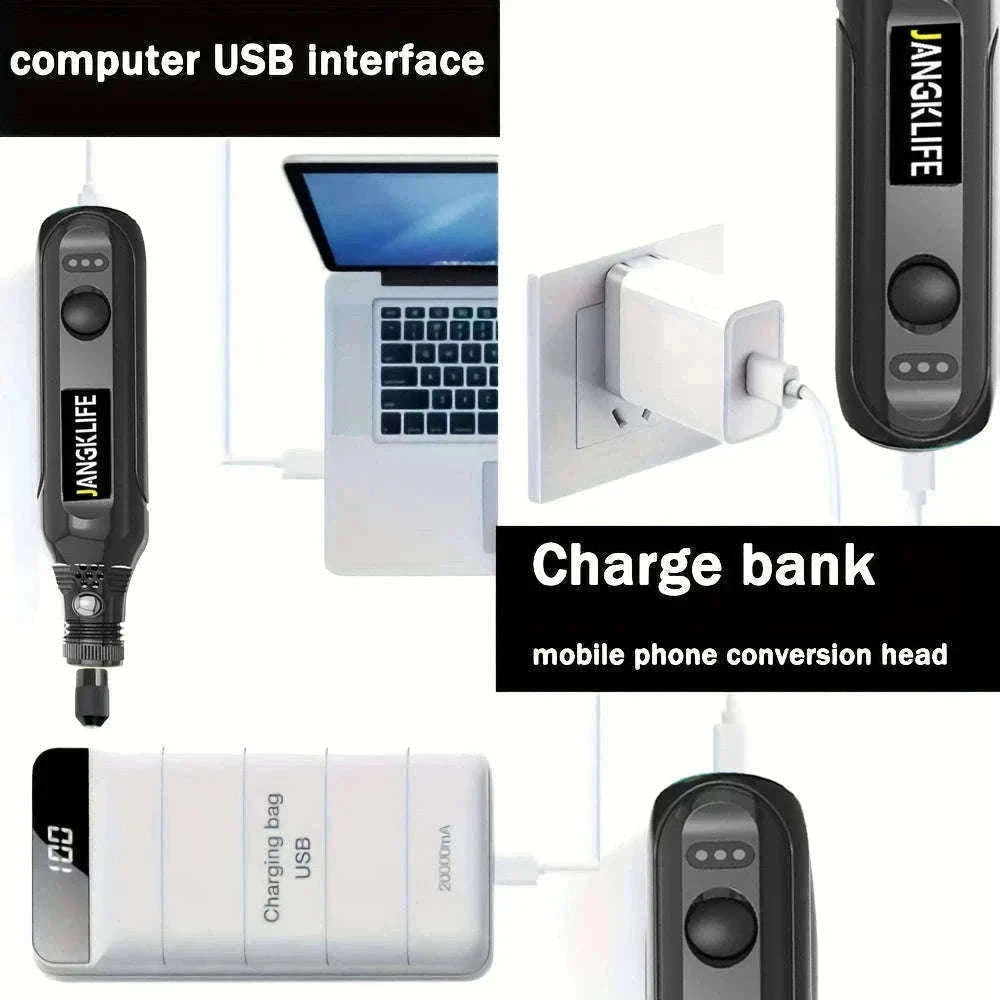 USB Cordless Rotary Tool Kit with 37 Accessories-Grey