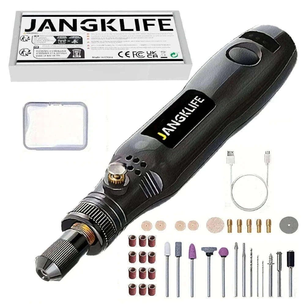 USB Cordless Rotary Tool Kit with 37 Accessories-Grey