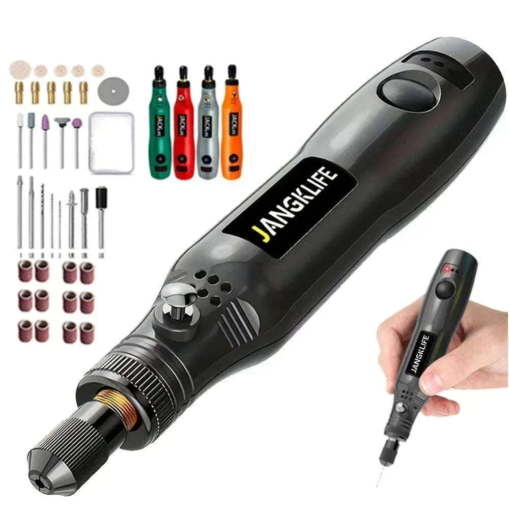 USB Cordless Rotary Tool Kit with 37 Accessories-Grey