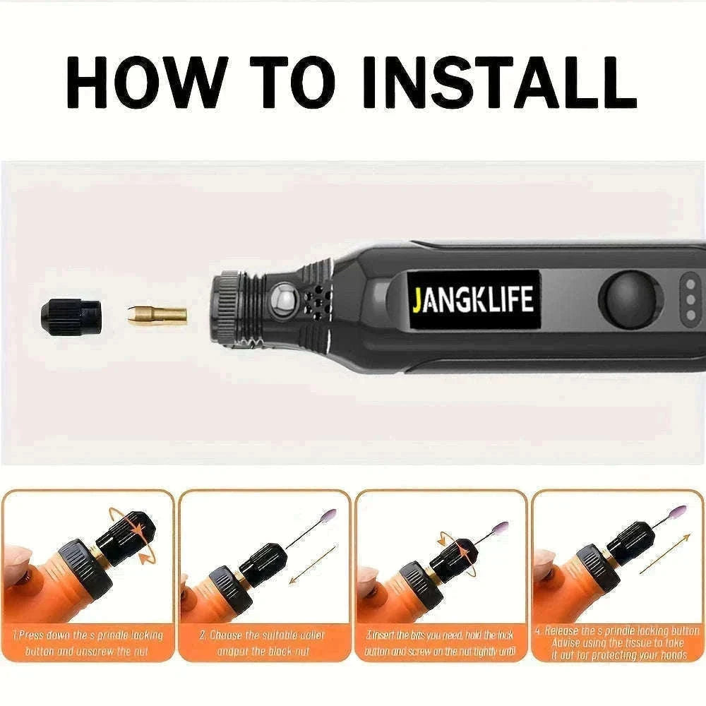 USB Cordless Rotary Tool Kit with 37 Accessories-Grey