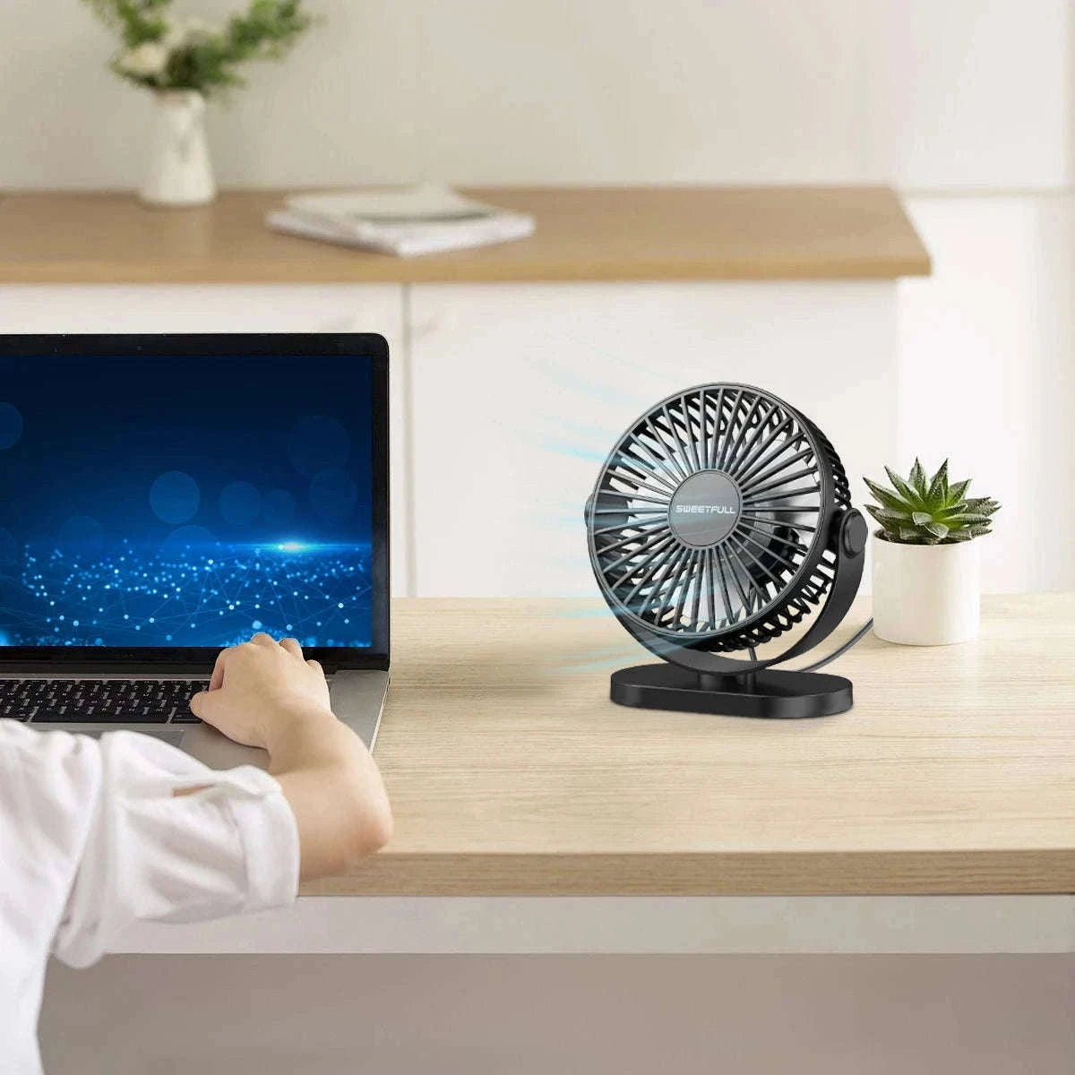 USB Desktop Wall Mounted Mini Fan, 3-Speed Quiet Cooling Fan-Black