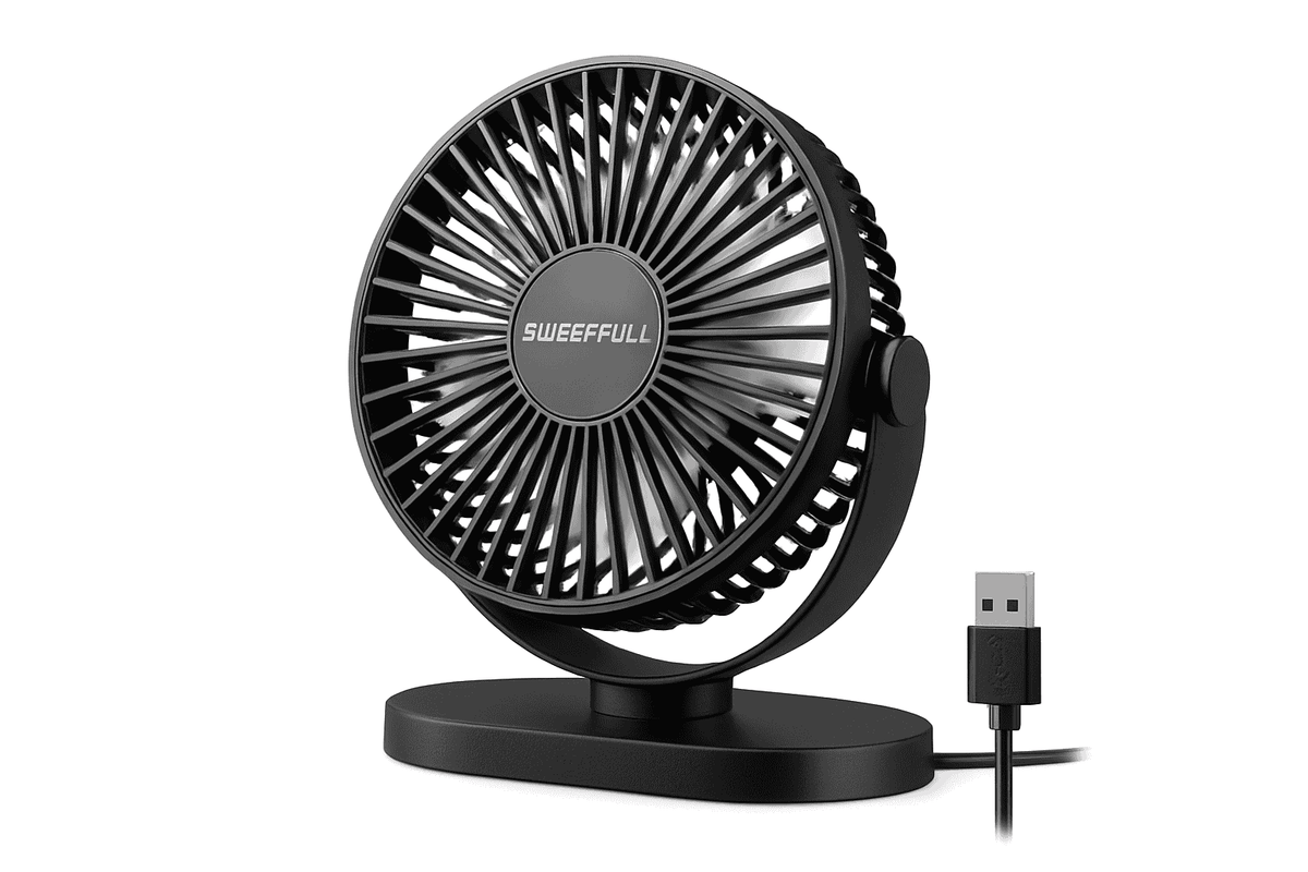 USB Desktop Wall Mounted Mini Fan, 3-Speed Quiet Cooling Fan-Black