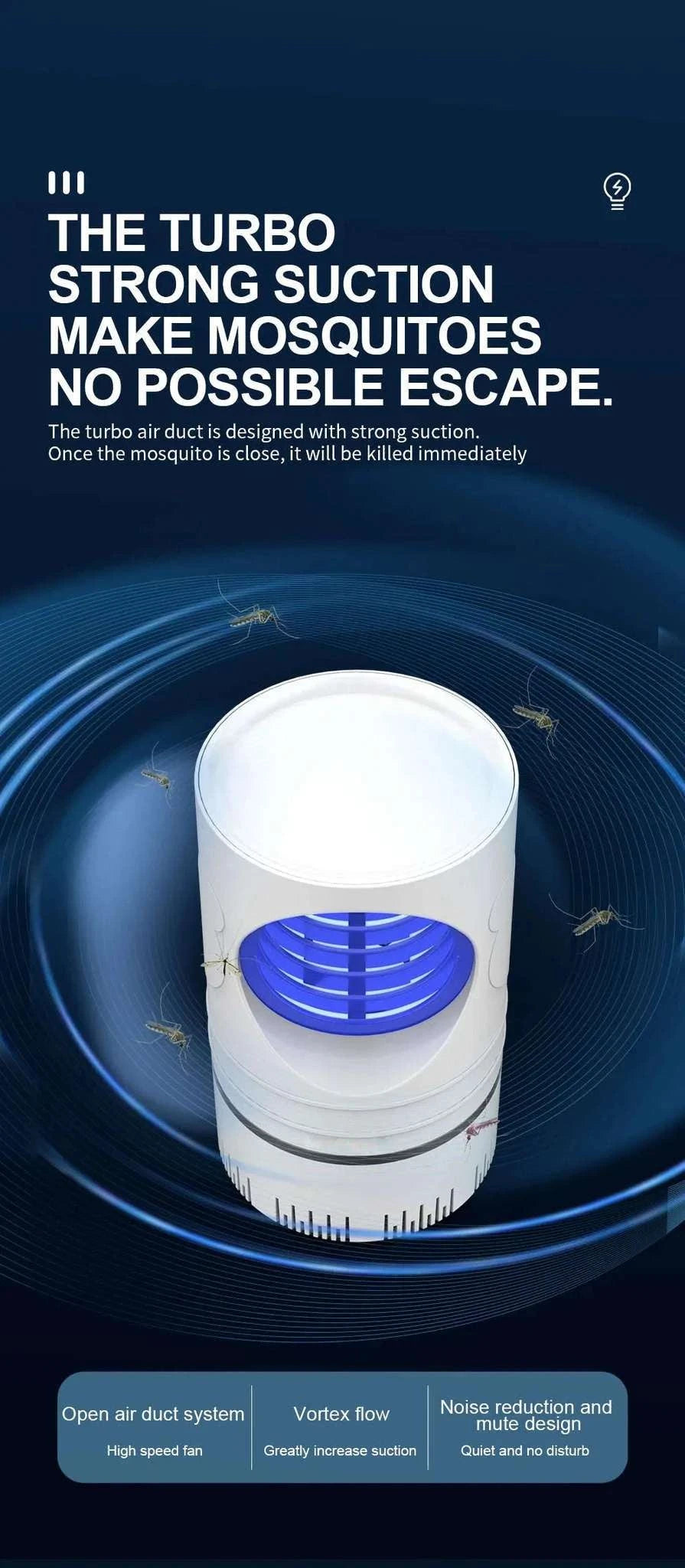 USB Mosquito Killer Lamp with 368nm UV LED Trap-WHITE
