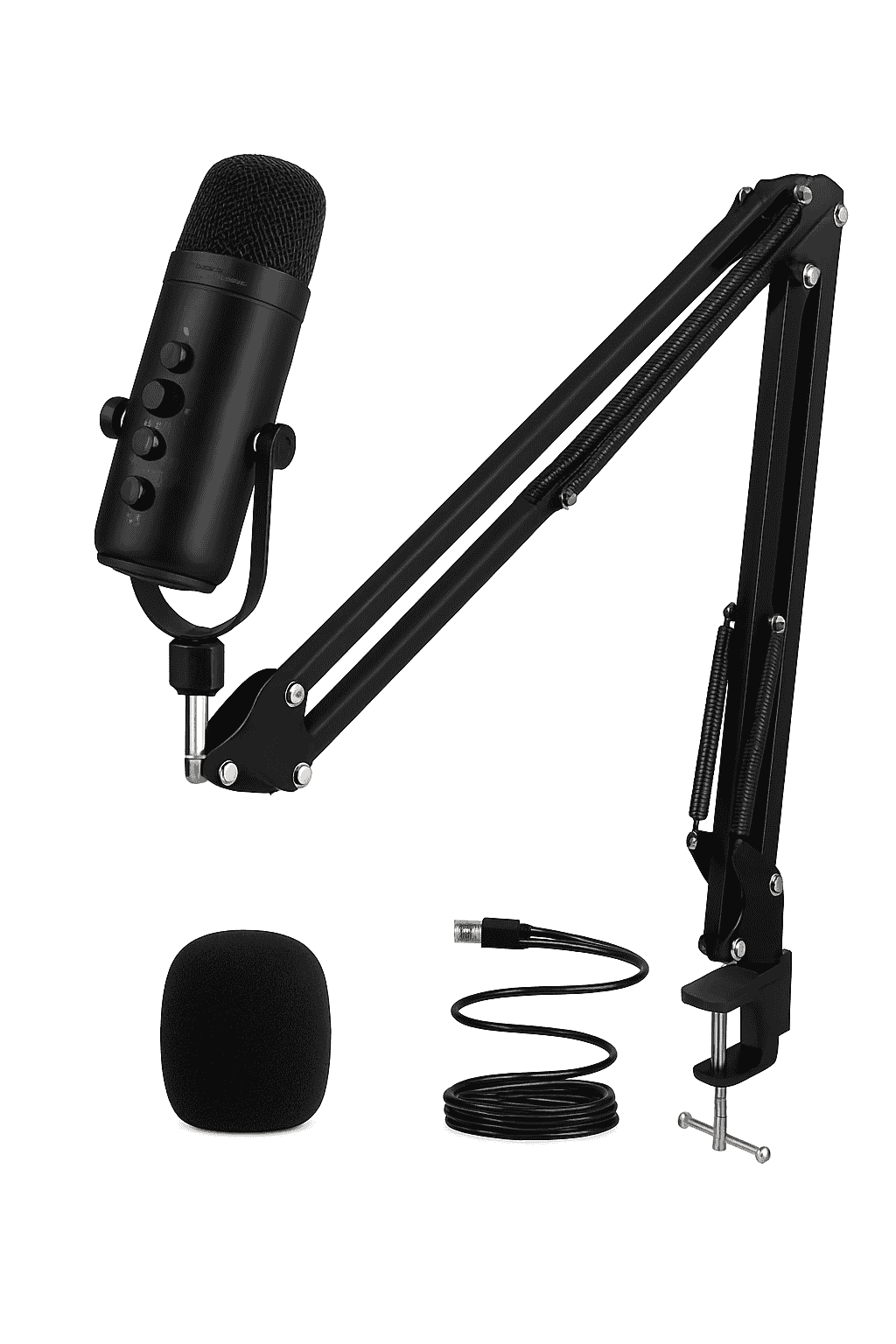 USB Podcast Microphone Kit with Boom Arm for Clear Audio-black