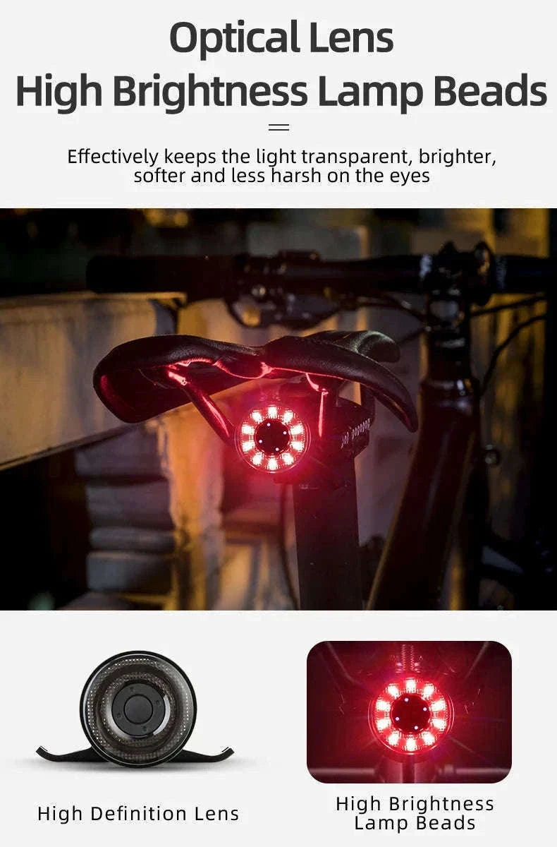 USB Rechargeable Bicycle Rear Light with Smart Sensing & IPX6 Waterproof-Q1