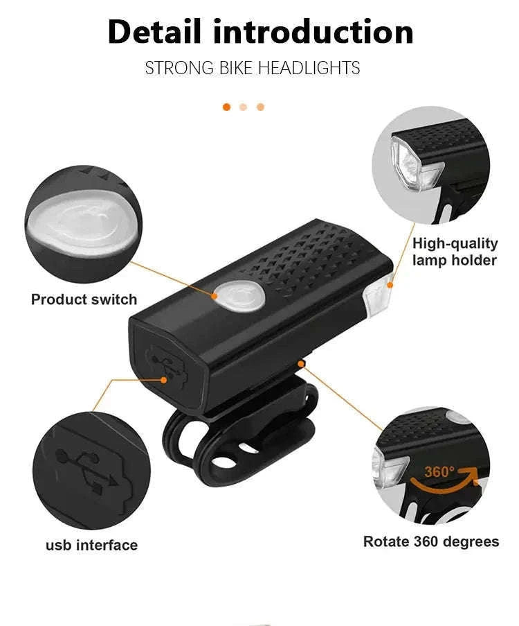 USB Rechargeable Front and Rear Bike Light Set-2218