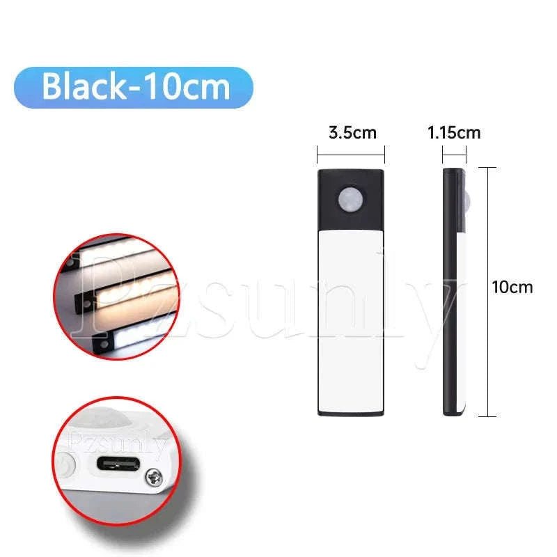 USB Rechargeable Motion Sensor LED Cabinet Light-Silver-40cm / 3 colors in one Lamp / Stepless Dimming|Type C Charging