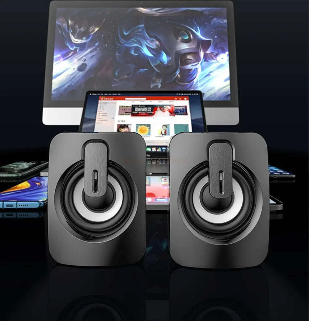 USB Stereo Computer Speakers with Microphone for Desktop & Laptop-Blakc