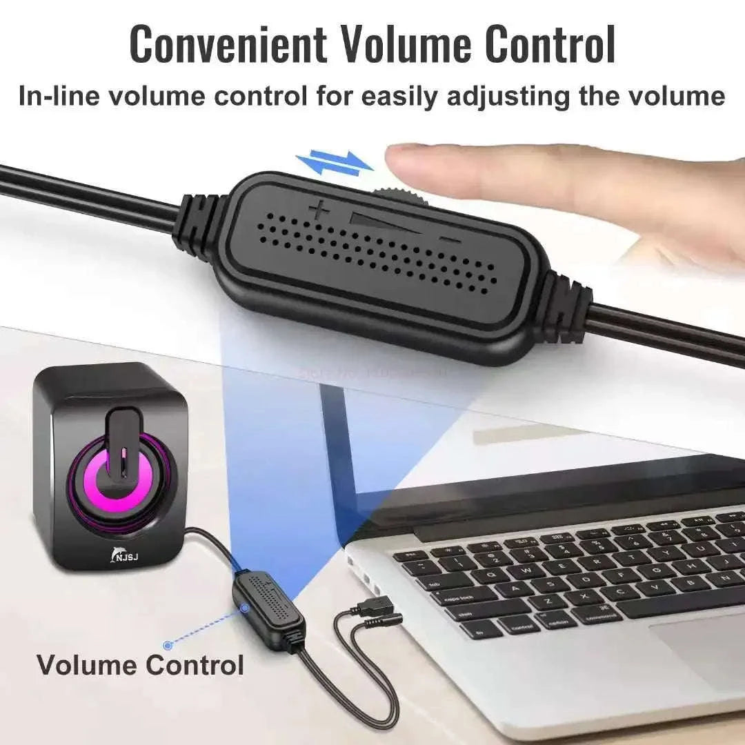 USB Stereo Computer Speakers with Microphone for Desktop & Laptop-Blakc