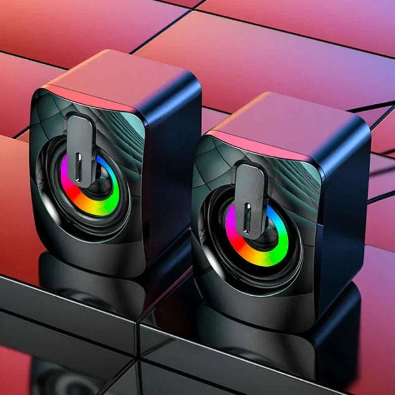 USB Stereo Computer Speakers with Microphone for Desktop & Laptop-Blakc