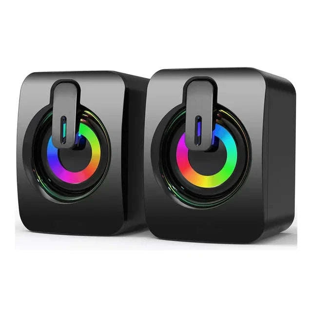 USB Stereo Computer Speakers with Microphone for Desktop & Laptop-Blakc