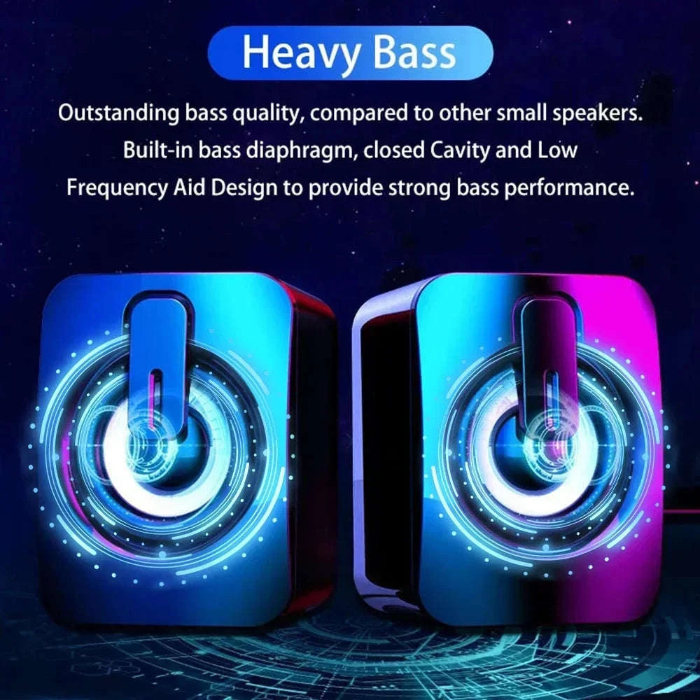 USB Stereo Computer Speakers with Microphone for Desktop & Laptop-Blakc