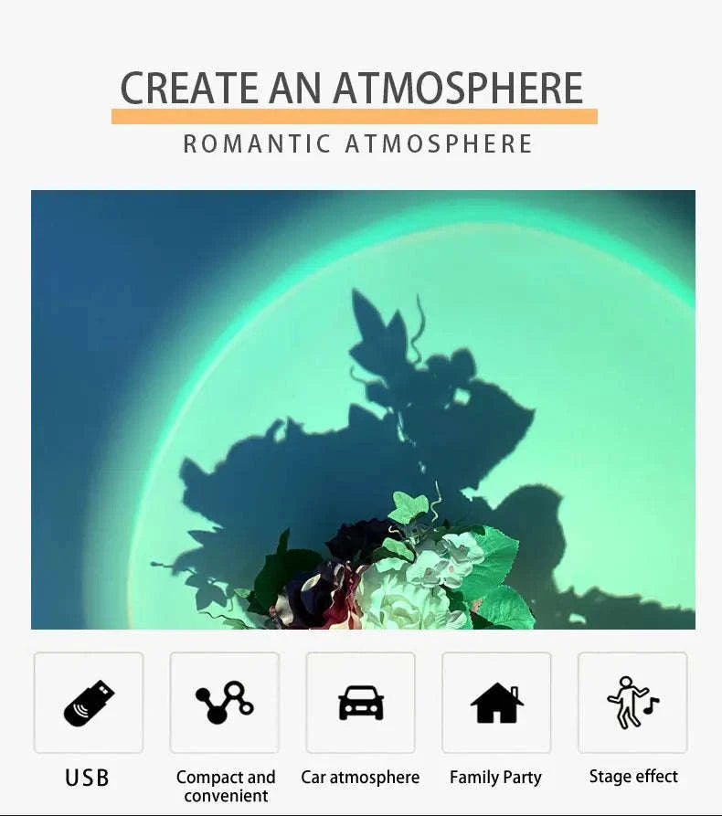 USB Sunset Lamp Projector – Portable Mood Light-type A