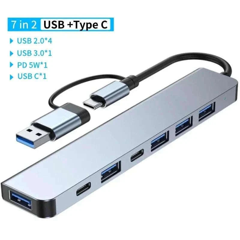 USB Type C Adapter Docking Station Multi-Port Hub-7 in 2 PD / China Mainland