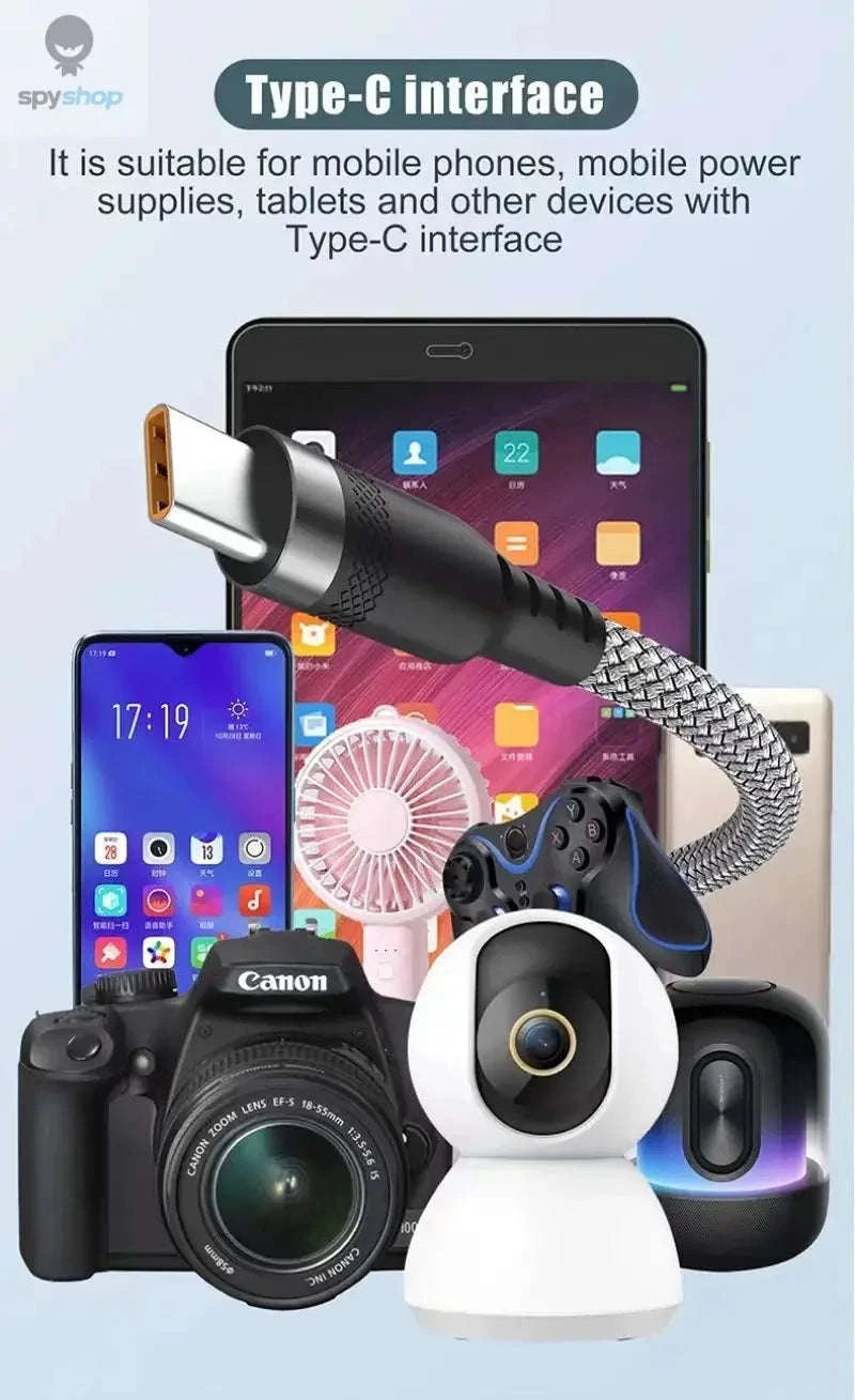 USB Type C Fast Charge Cable – 5A Fast Charging, Nylon Braided, Multiple Lengths-Black USB C / 5m