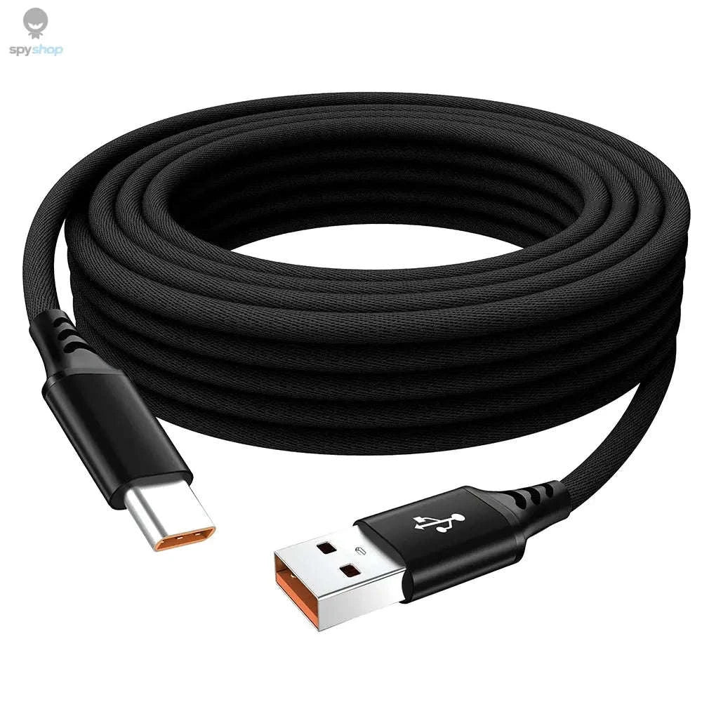 USB Type C Fast Charge Cable – 5A Fast Charging, Nylon Braided, Multiple Lengths-Black USB C / 5m
