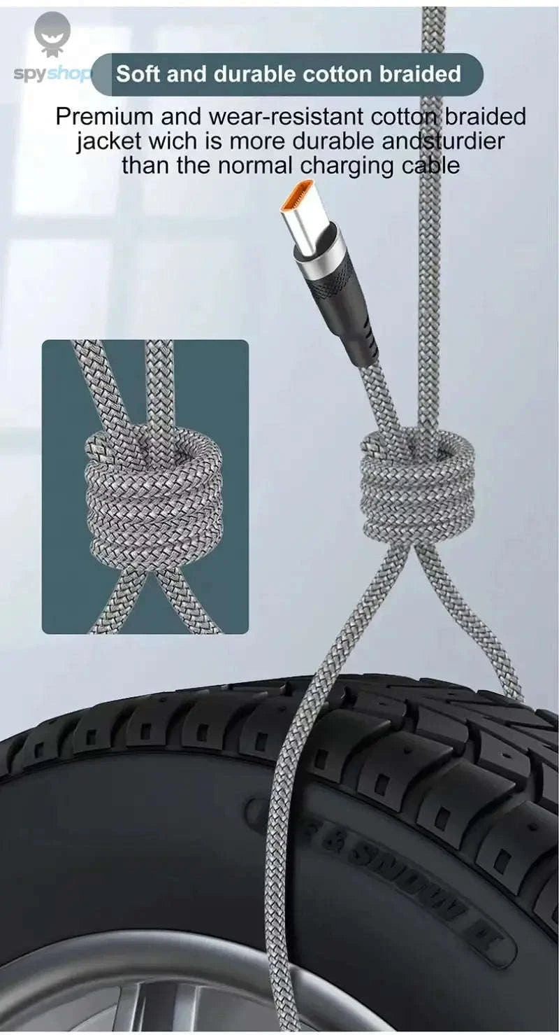 USB Type C Fast Charge Cable – 5A Fast Charging, Nylon Braided, Multiple Lengths-Black USB C / 5m