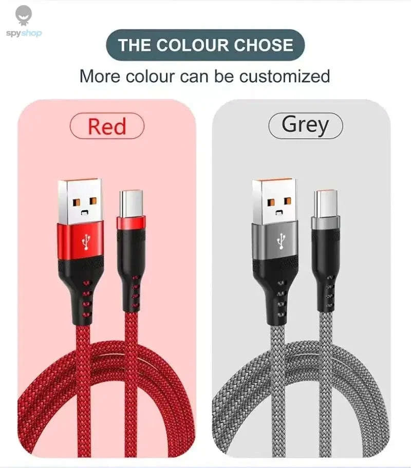 USB Type C Fast Charge Cable – 5A Fast Charging, Nylon Braided, Multiple Lengths-Black USB C / 5m
