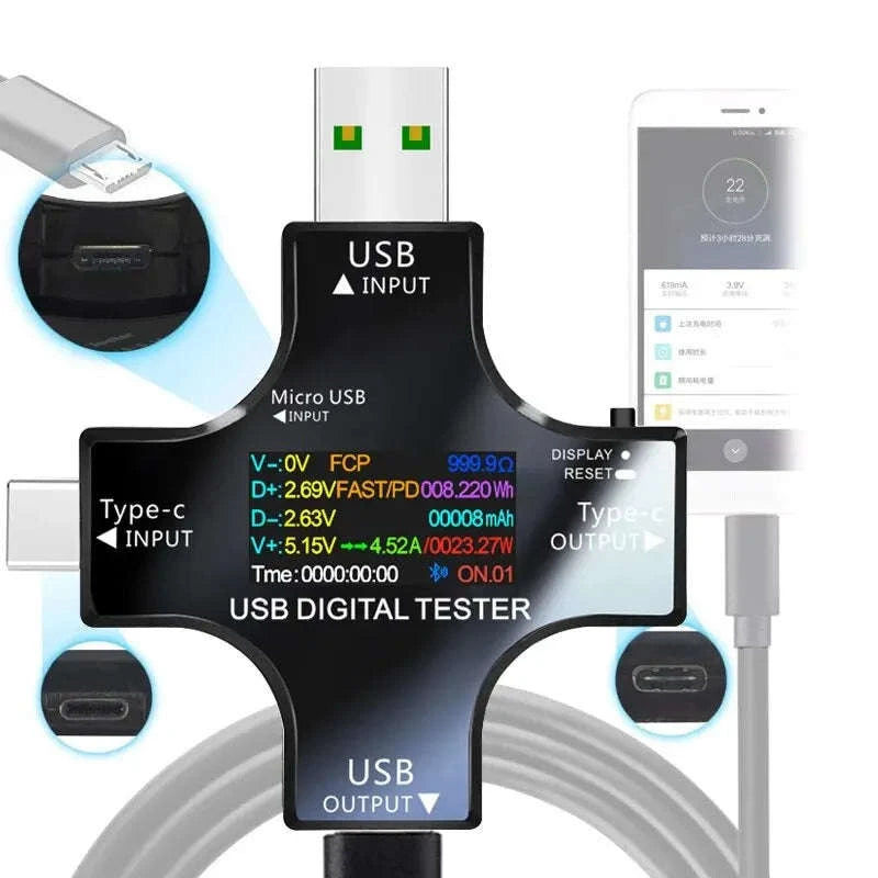 USB Type‑C PD Digital Tester 8A Voltage & Current Monitor-With Bluetooth