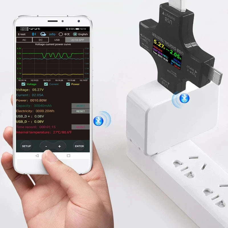 USB Type‑C PD Digital Tester 8A Voltage & Current Monitor-With Bluetooth