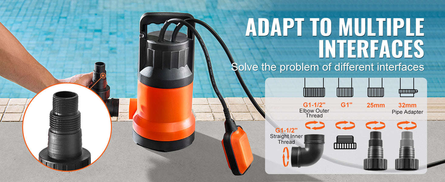 Utility Pump 1585/2510/4000 GPH Submersible Water Pump with 10 ft Power Cord-320W 1585 GPH / EU / CZECH REPUBLIC