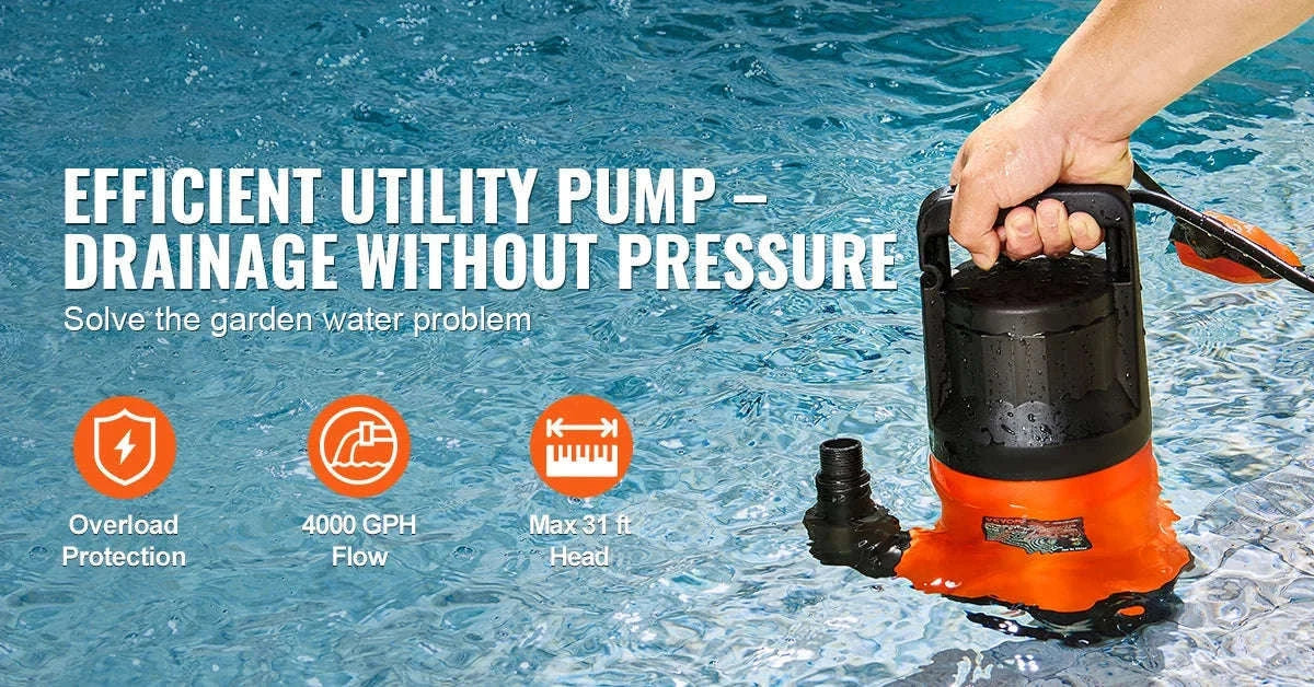 Utility Pump 1585/2510/4000 GPH Submersible Water Pump with 10 ft Power Cord-320W 1585 GPH / EU / CZECH REPUBLIC