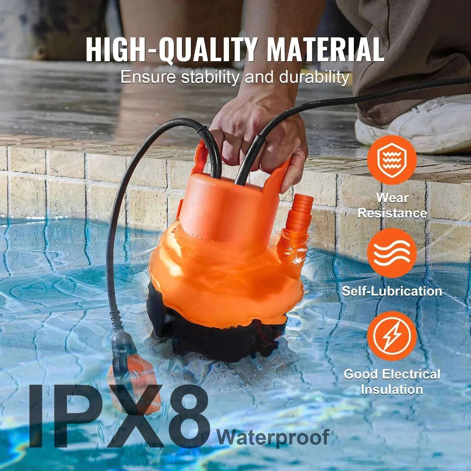 Utility Pump 1585/2510/4000 GPH Submersible Water Pump with 10 ft Power Cord-320W 1585 GPH / EU / CZECH REPUBLIC