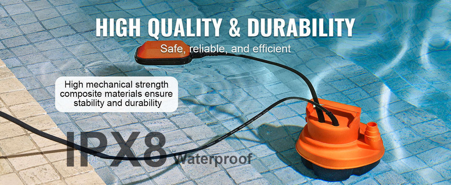 Utility Pump 1585/2510/4000 GPH Submersible Water Pump with 10 ft Power Cord-320W 1585 GPH / EU / CZECH REPUBLIC