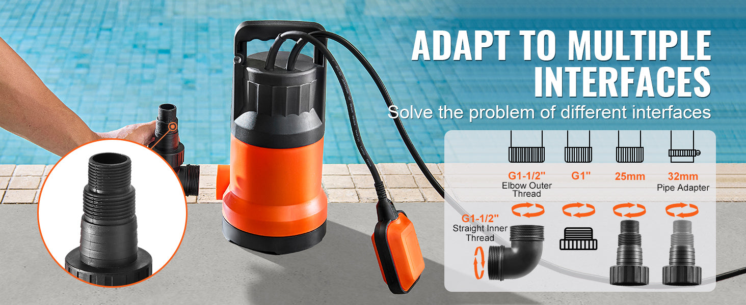 Utility Pump 1585/2510/4000 GPH Submersible Water Pump with 10 ft Power Cord
