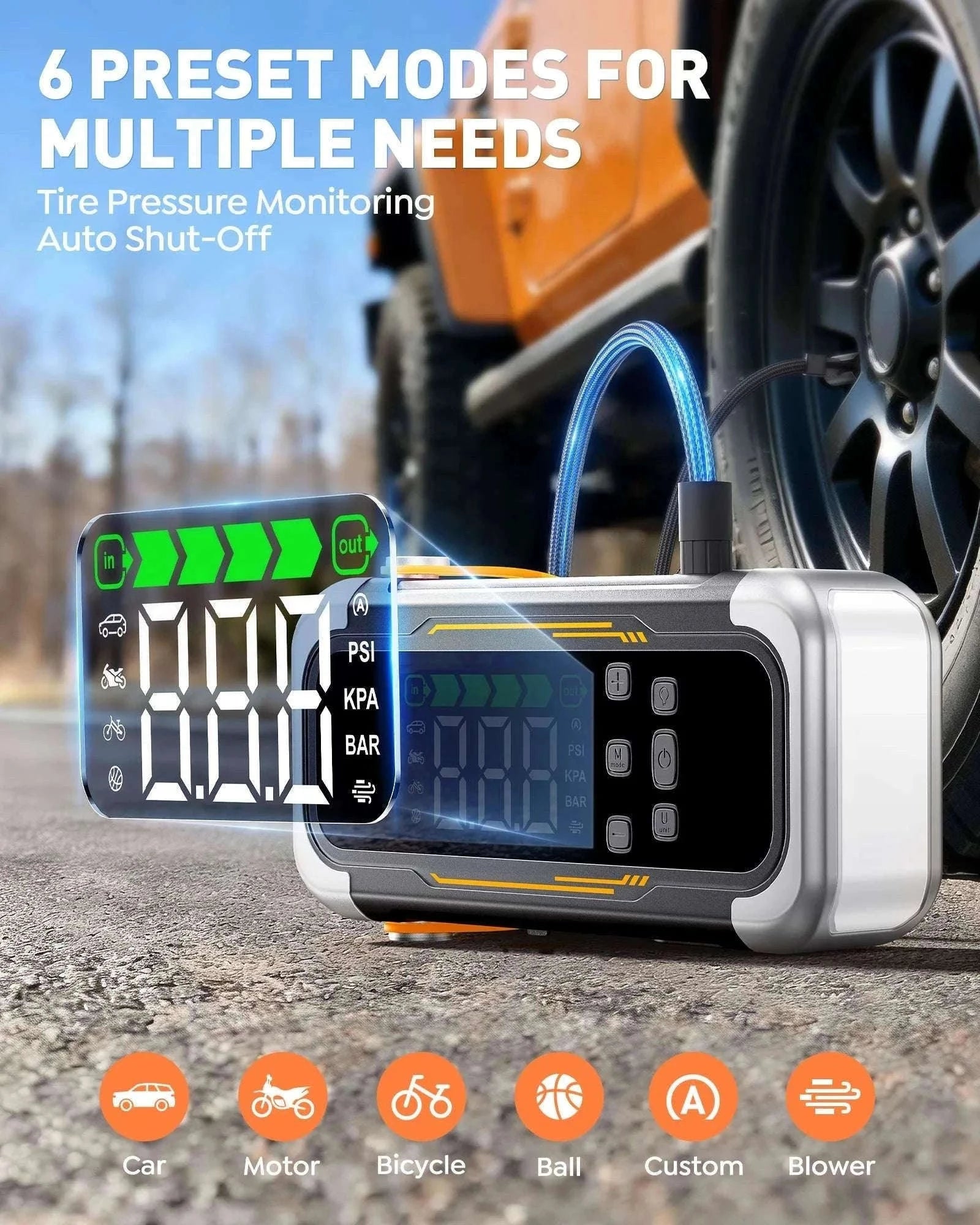 UTRAI 5-in-1 Car Jump Starter Air Pump Power Bank with 6 Modes-JS-40 6000A / China Mainland