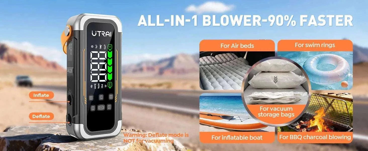 UTRAI 5-in-1 Car Jump Starter Air Pump Power Bank with 6 Modes-JS-40 6000A / China Mainland