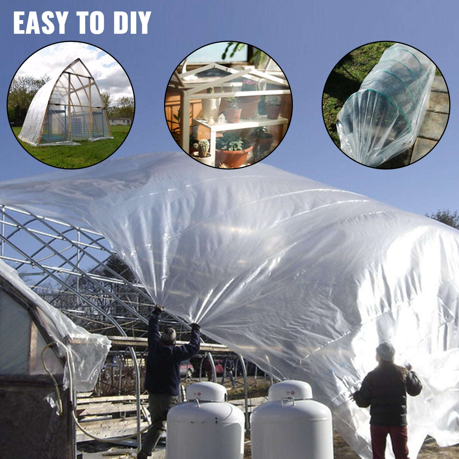UV Resistant Polyethylene Greenhouse Film Cover 16 x 28 ft-12x25FT / Germany