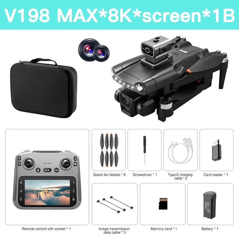 V198 GPS Drone with 8K Camera, Obstacle Avoidance & 3KM Range-Screen-8K-3B
