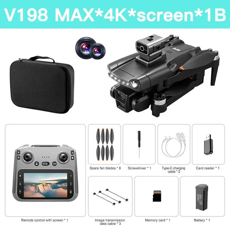 V198 GPS Drone with 8K Camera, Obstacle Avoidance & 3KM Range-Screen-8K-3B